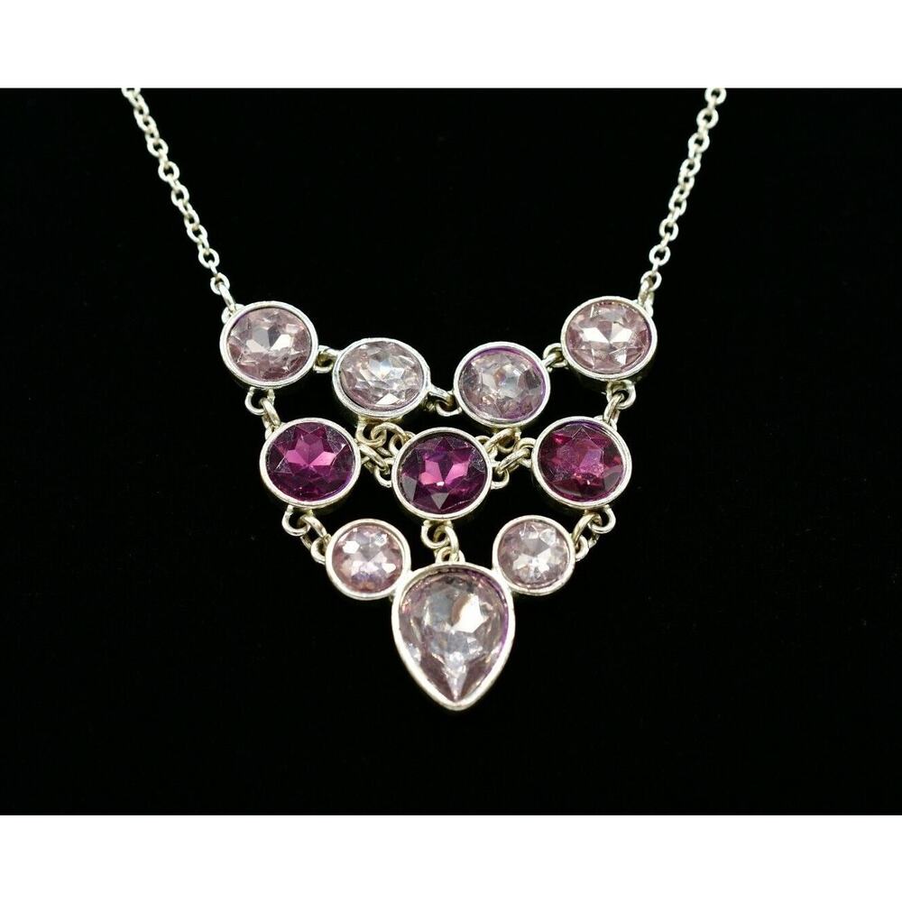 Liz Claiborne Vintage Crystal Collar Necklace Rhinestone Purple Lavender BinM
